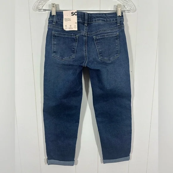 NWT SO Girls Mid Rise Girlfriend Stretch Capris Denim Jeans Adj Waist Sz 8 - Picture 3 of 8